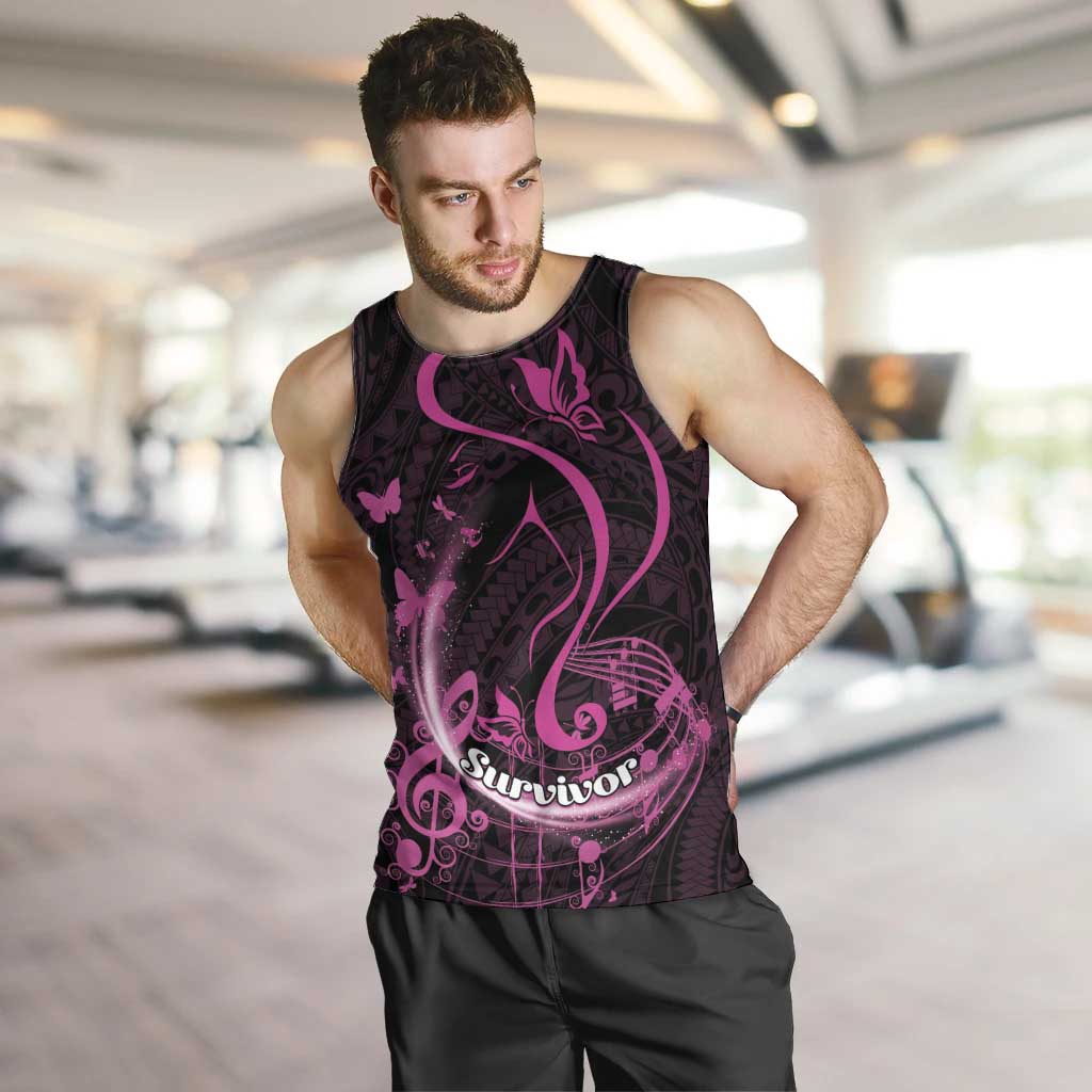 Personalised Survivor Melody Pink Men Tank Top Breast Cancer Polynesian Pattern LT01 Pink - Polynesian Pride