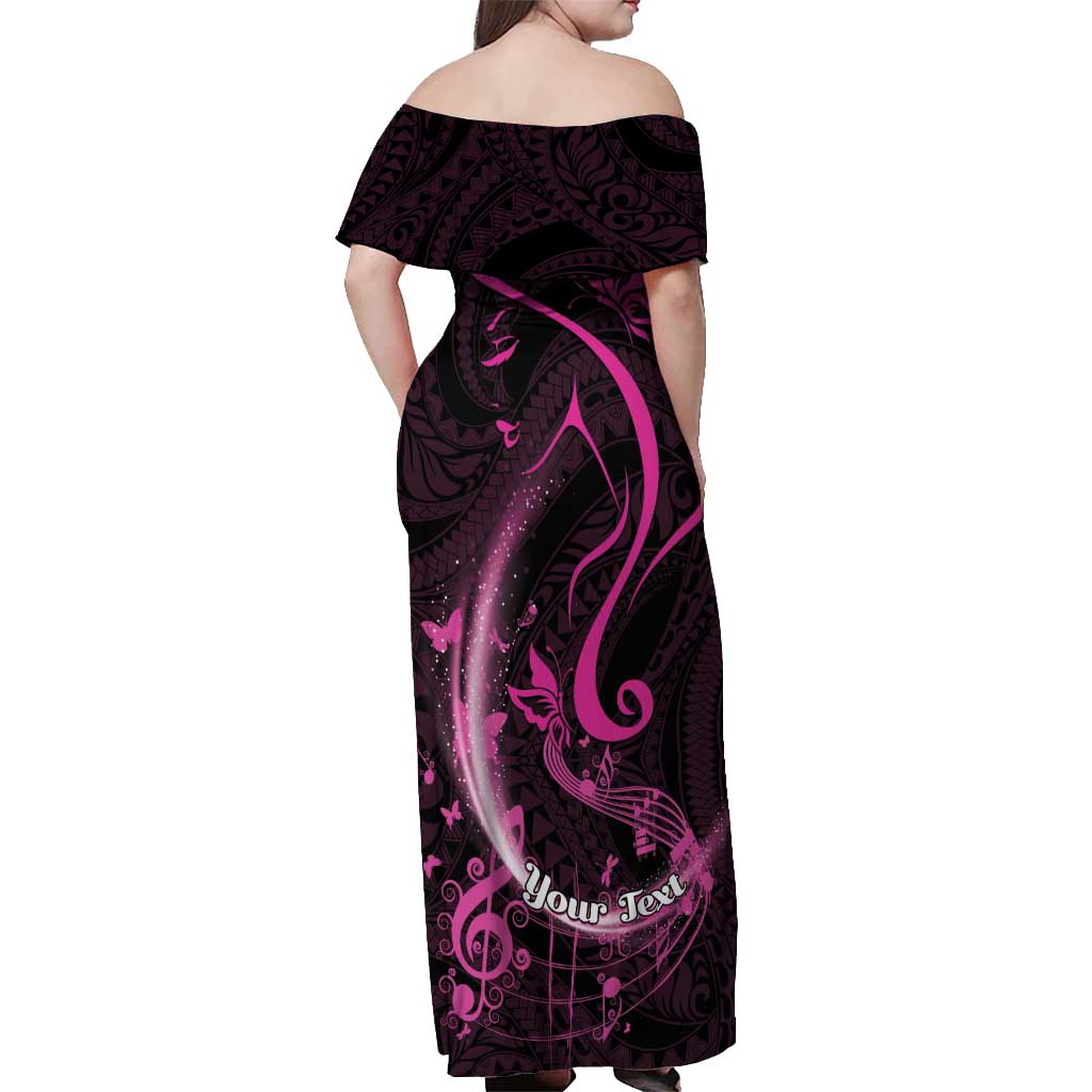 Personalised Survivor Melody Pink Off Shoulder Maxi Dress Breast Cancer Polynesian Pattern LT01 - Polynesian Pride