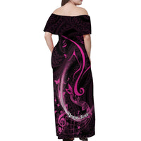 Personalised Survivor Melody Pink Off Shoulder Maxi Dress Breast Cancer Polynesian Pattern LT01 - Polynesian Pride