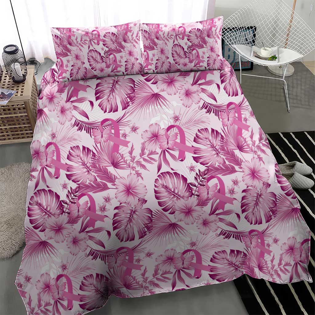 Pink Ribbon Hibiscus Tropical Pattern Bedding Set Breast Cancer LT01 - Polynesian Pride