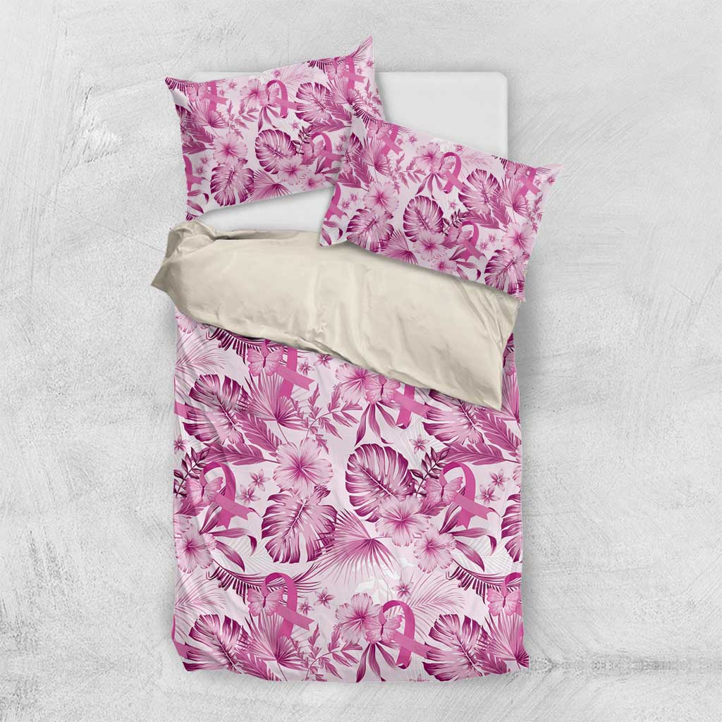 Pink Ribbon Hibiscus Tropical Pattern Bedding Set Breast Cancer LT01 US Twin 172cm x 218cm Pink - Polynesian Pride