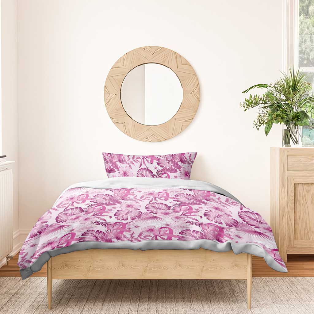 Pink Ribbon Hibiscus Tropical Pattern Bedding Set Breast Cancer LT01 - Polynesian Pride