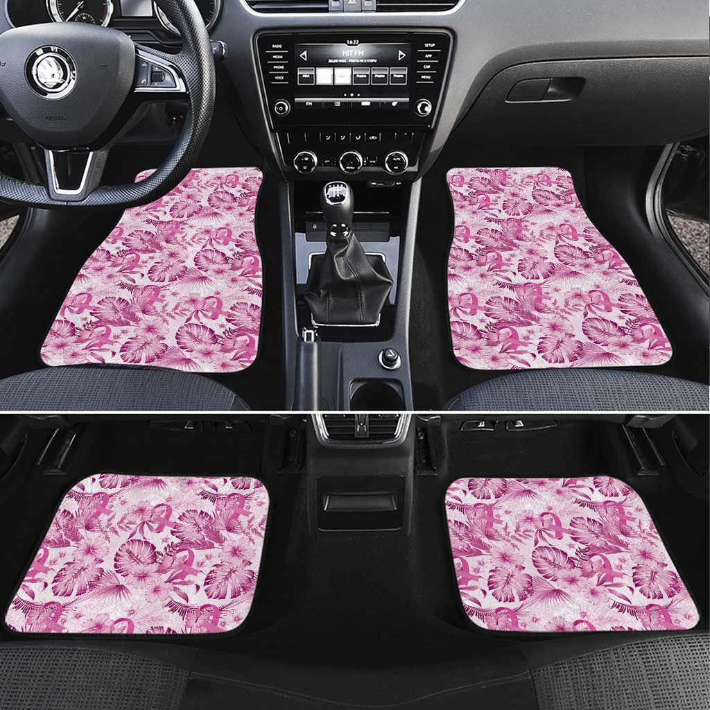 Pink Ribbon Hibiscus Tropical Pattern Car Mats Breast Cancer LT01 Set 4pcs Pink - Polynesian Pride