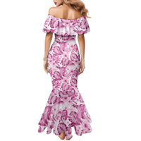 Pink Ribbon Hibiscus Tropical Pattern Family Matching Mermaid Dress and Hawaiian Shirt Breast Cancer LT01 - Polynesian Pride