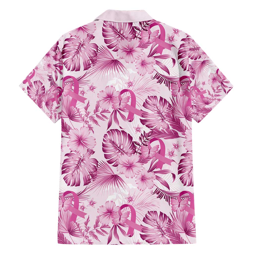 Pink Ribbon Hibiscus Tropical Pattern Family Matching Off Shoulder Maxi Dress and Hawaiian Shirt Breast Cancer LT01 - Polynesian Pride