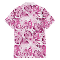 Pink Ribbon Hibiscus Tropical Pattern Family Matching Off Shoulder Maxi Dress and Hawaiian Shirt Breast Cancer LT01 - Polynesian Pride
