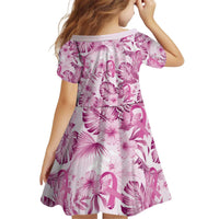 Pink Ribbon Hibiscus Tropical Pattern Family Matching Puletasi and Hawaiian Shirt Breast Cancer LT01 - Polynesian Pride