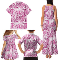 Pink Ribbon Hibiscus Tropical Pattern Family Matching Tank Maxi Dress and Hawaiian Shirt Breast Cancer LT01 - Polynesian Pride