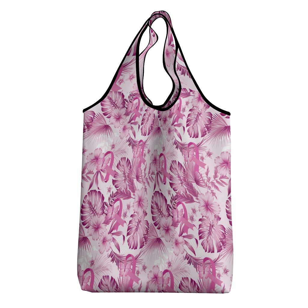 Pink Ribbon Hibiscus Tropical Pattern Grocery Bag Breast Cancer LT01 - Polynesian Pride