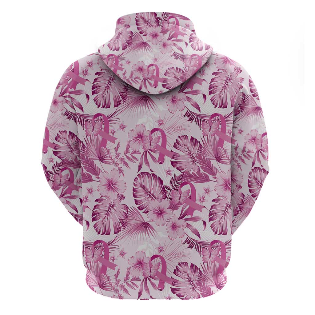 Pink Ribbon Hibiscus Tropical Pattern Hoodie Breast Cancer LT01 - Polynesian Pride