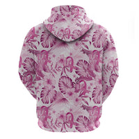 Pink Ribbon Hibiscus Tropical Pattern Hoodie Breast Cancer LT01 - Polynesian Pride
