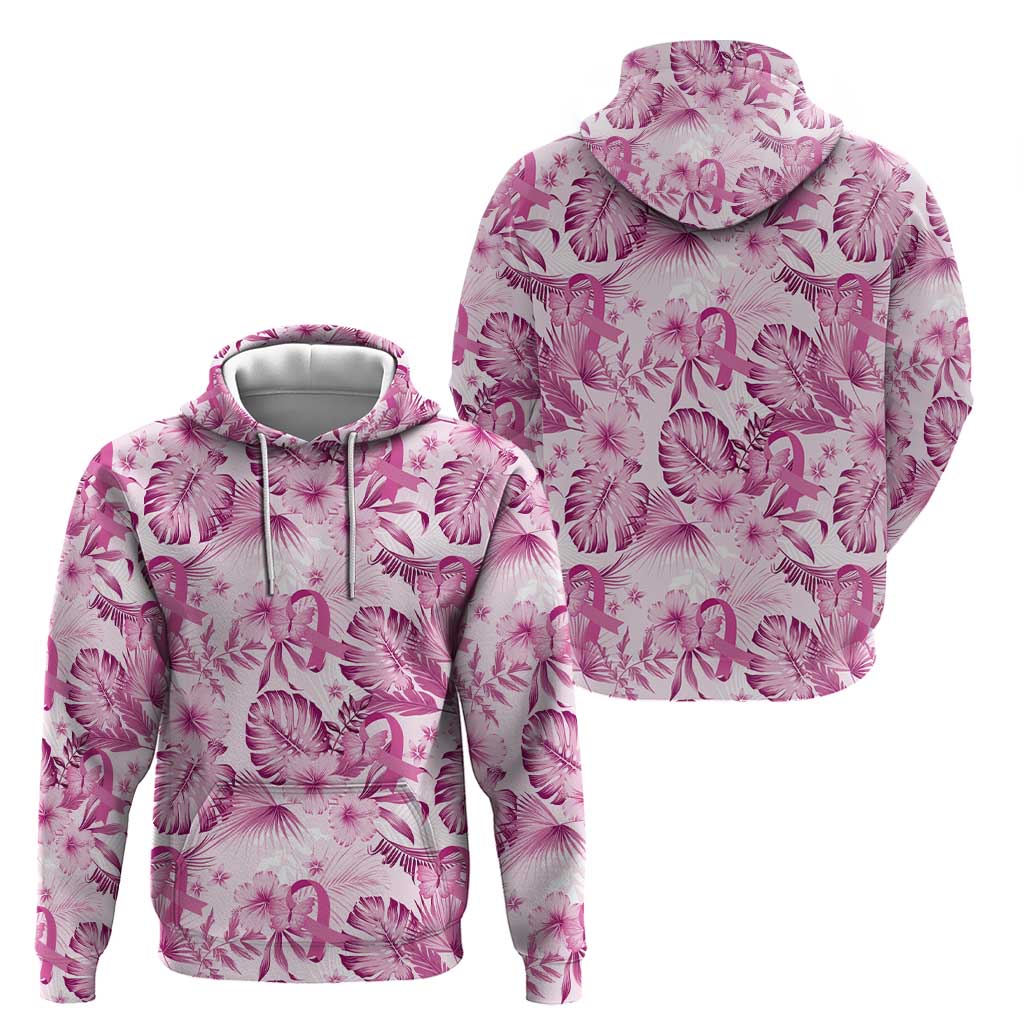 Pink Ribbon Hibiscus Tropical Pattern Hoodie Breast Cancer LT01 - Polynesian Pride