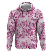 Pink Ribbon Hibiscus Tropical Pattern Hoodie Breast Cancer LT01 Zip Hoodie Pink - Polynesian Pride