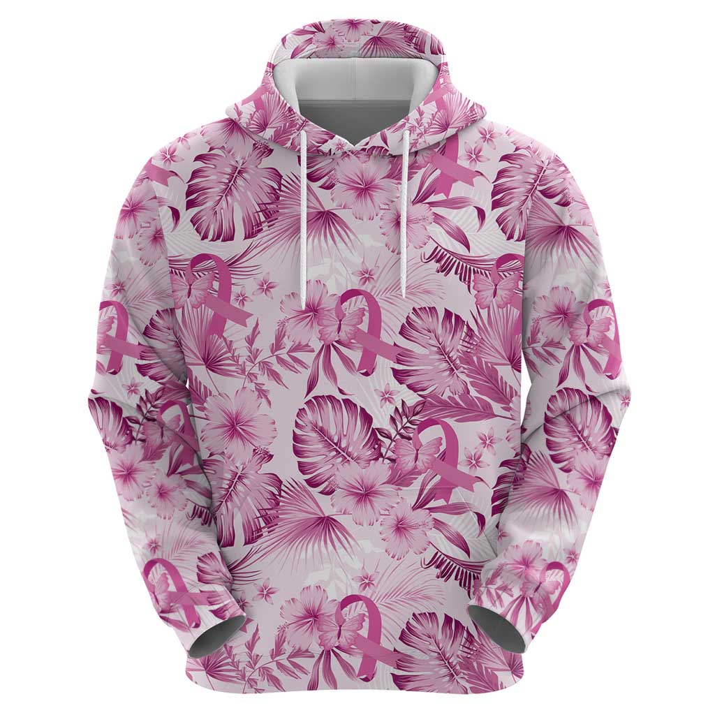 Pink Ribbon Hibiscus Tropical Pattern Hoodie Breast Cancer LT01 - Polynesian Pride