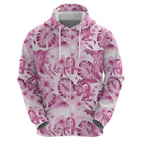 Pink Ribbon Hibiscus Tropical Pattern Hoodie Breast Cancer LT01 - Polynesian Pride