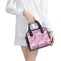 Pink Ribbon Hibiscus Tropical Pattern Shoulder Handbag Breast Cancer
