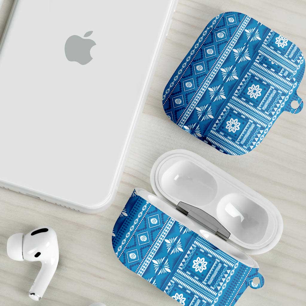 Fiji Masi All Blue AirPods Case Tapa Pattern - Polynesian Pride