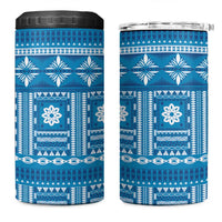 Fiji Masi All Blue 4 in 1 Can Cooler Tumbler Tapa Pattern LT01 One Size: 16 oz Blue - Polynesian Pride