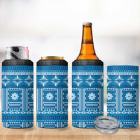 Fiji Masi All Blue 4 in 1 Can Cooler Tumbler Tapa Pattern LT01 - Polynesian Pride