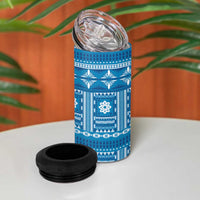 Fiji Masi All Blue 4 in 1 Can Cooler Tumbler Tapa Pattern LT01 - Polynesian Pride