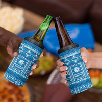 Fiji Masi All Blue 4 in 1 Can Cooler Tumbler Tapa Pattern LT01 - Polynesian Pride