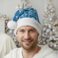 Fiji Masi All Blue Christmas Santa Hat Tapa Pattern - Polynesian Pride