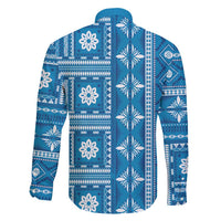 Fiji Masi All Blue Family Matching Short Sleeve Bodycon Dress and Hawaiian Shirt Tapa Pattern LT01 - Polynesian Pride