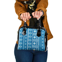 Fiji Masi All Blue Shoulder Handbag Tapa Pattern - Polynesian Pride