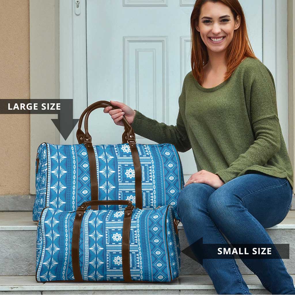 Fiji Masi All Blue Travel Bag Tapa Pattern - Polynesian Pride