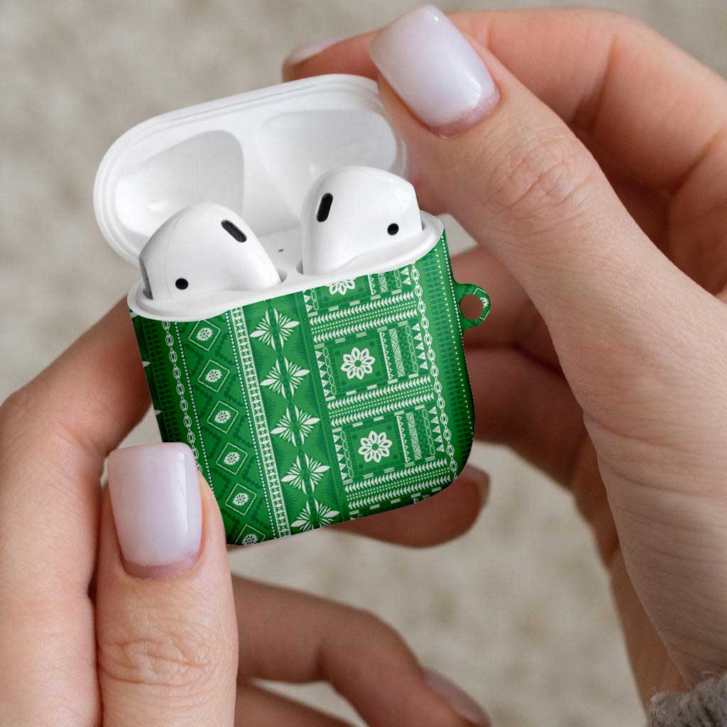 Fiji Masi All Green AirPods Case Tapa Pattern - Polynesian Pride
