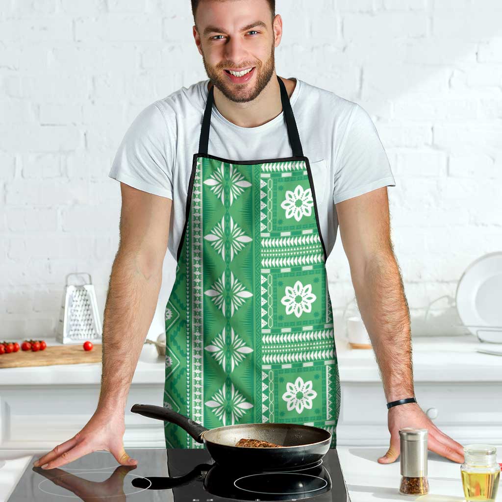 Fiji Masi All Green Apron Tapa Pattern - Polynesian Pride