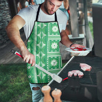 Fiji Masi All Green Apron Tapa Pattern - Polynesian Pride