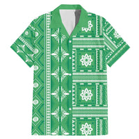 Fiji Masi All Green Family Matching Mermaid Dress and Hawaiian Shirt Tapa Pattern LT01 Dad's Shirt - Short Sleeve Green - Polynesian Pride