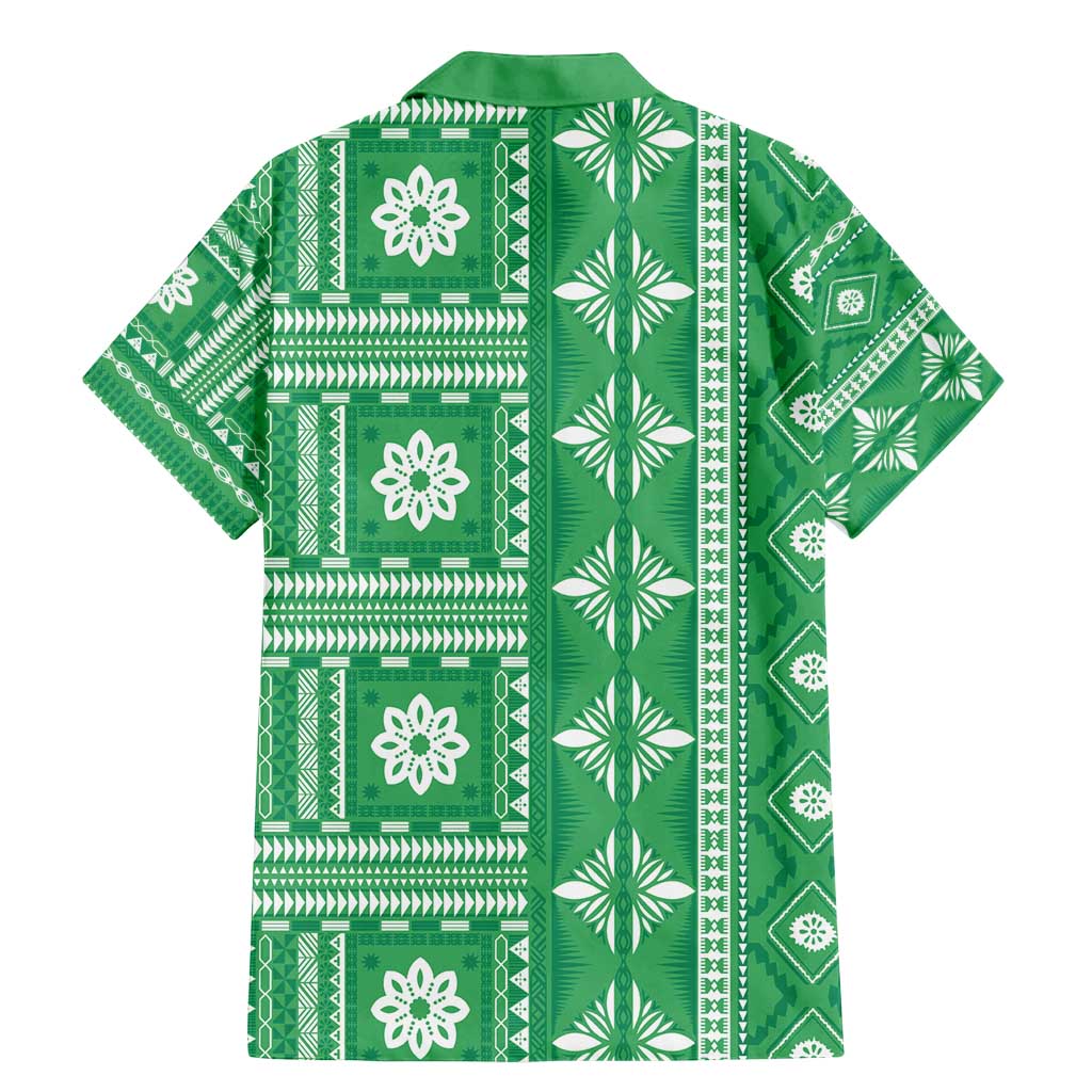 Fiji Masi All Green Family Matching Mermaid Dress and Hawaiian Shirt Tapa Pattern LT01 - Polynesian Pride