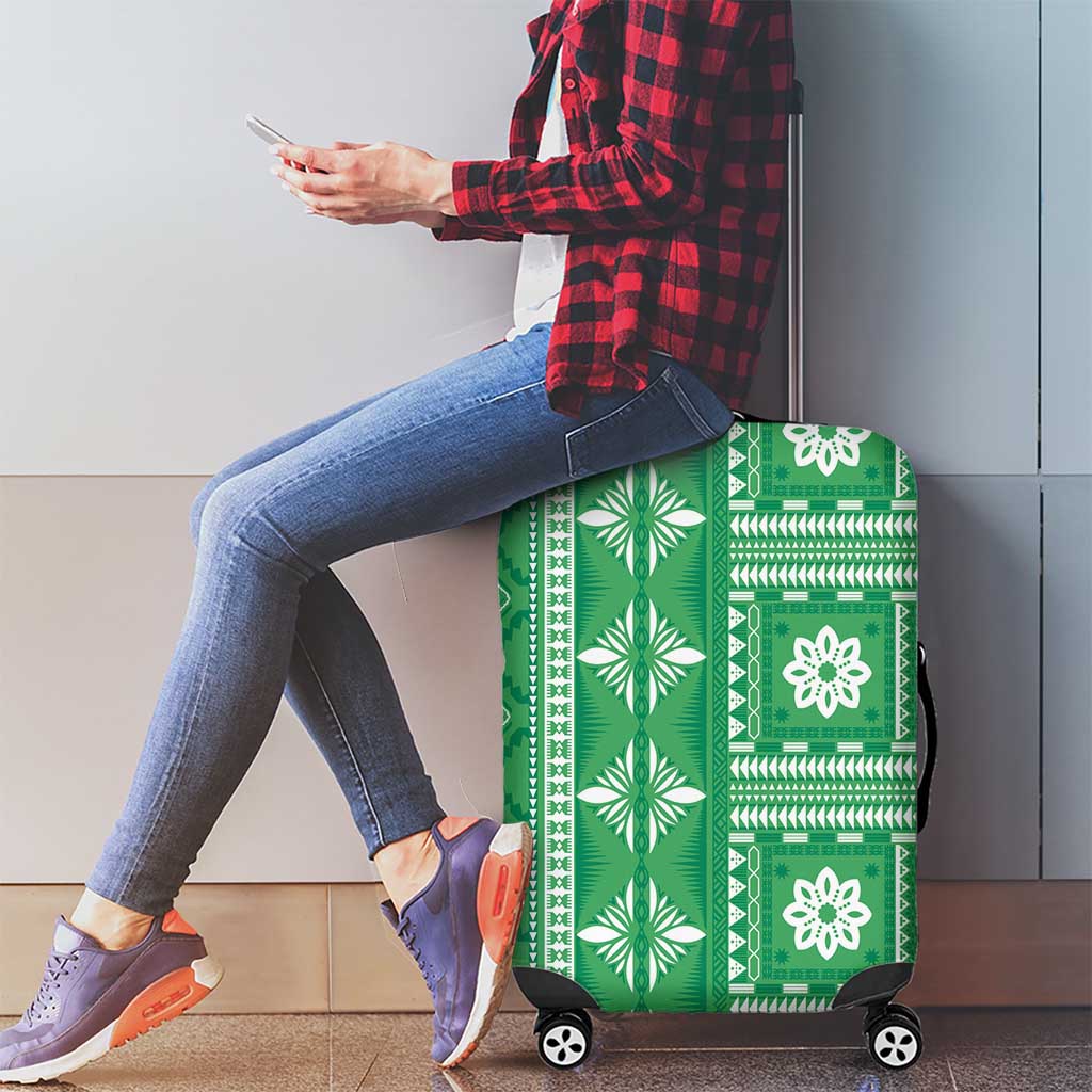 Fiji Masi All Green Luggage Cover Tapa Pattern - Polynesian Pride
