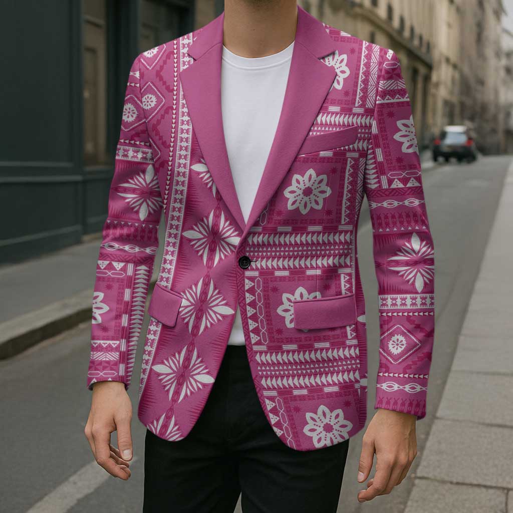 Fiji Masi All Pink Blazer Tapa Pattern - Polynesian Pride