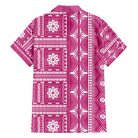 Fiji Masi All Pink Family Matching Long Sleeve Bodycon Dress and Hawaiian Shirt Tapa Pattern LT01 - Polynesian Pride