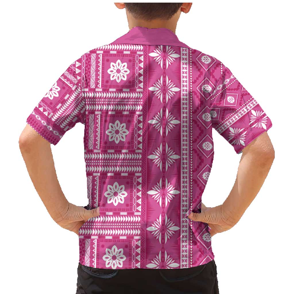 Fiji Masi All Pink Family Matching Mermaid Dress and Hawaiian Shirt Tapa Pattern LT01 - Polynesian Pride