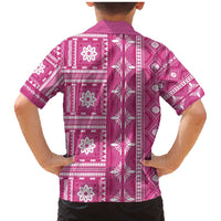 Fiji Masi All Pink Family Matching Mermaid Dress and Hawaiian Shirt Tapa Pattern LT01 - Polynesian Pride