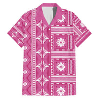 Fiji Masi All Pink Family Matching Mermaid Dress and Hawaiian Shirt Tapa Pattern LT01 Dad's Shirt - Short Sleeve Pink - Polynesian Pride
