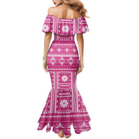 Fiji Masi All Pink Family Matching Mermaid Dress and Hawaiian Shirt Tapa Pattern LT01 - Polynesian Pride