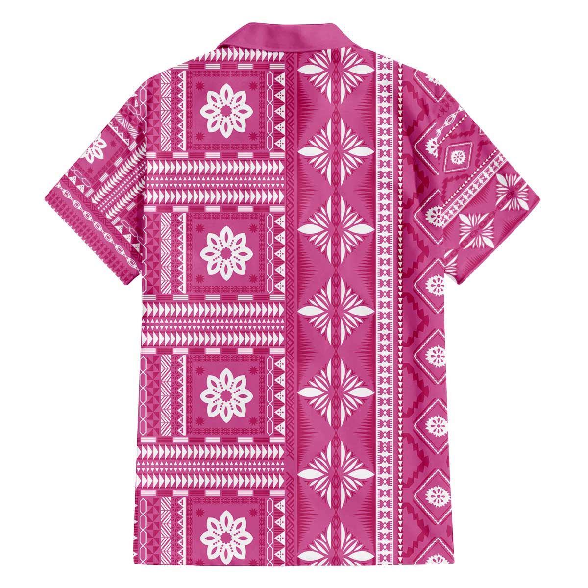 Fiji Masi All Pink Family Matching Off The Shoulder Long Sleeve Dress and Hawaiian Shirt Tapa Pattern LT01 - Polynesian Pride