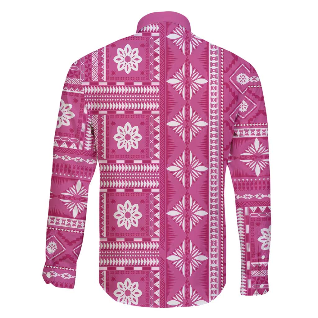 Fiji Masi All Pink Family Matching Off Shoulder Maxi Dress and Hawaiian Shirt Tapa Pattern LT01 - Polynesian Pride
