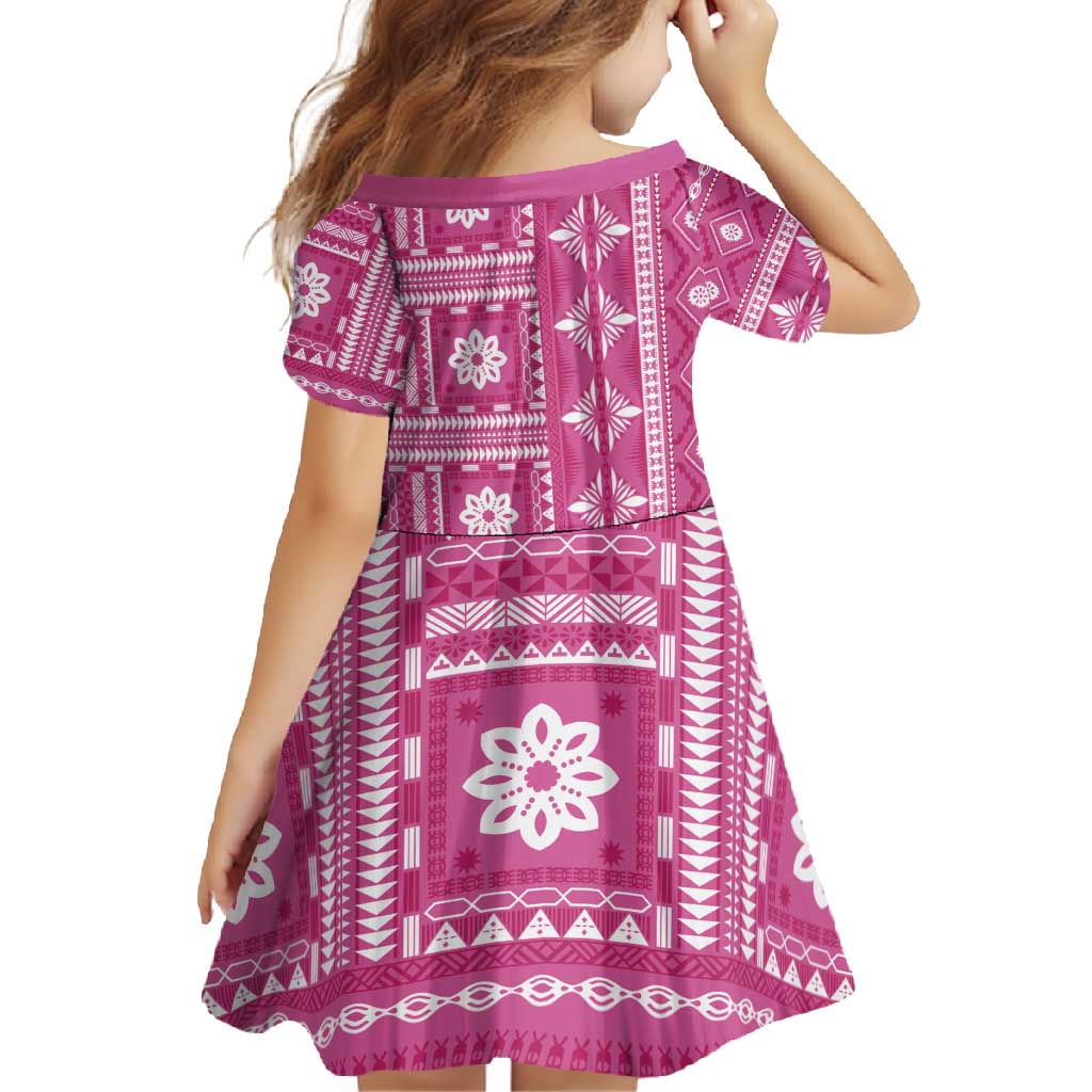 Fiji Masi All Pink Family Matching Summer Maxi Dress and Hawaiian Shirt Tapa Pattern LT01 - Polynesian Pride