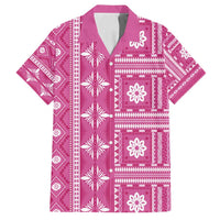 Fiji Masi All Pink Family Matching Summer Maxi Dress and Hawaiian Shirt Tapa Pattern LT01 Dad's Shirt - Short Sleeve Pink - Polynesian Pride