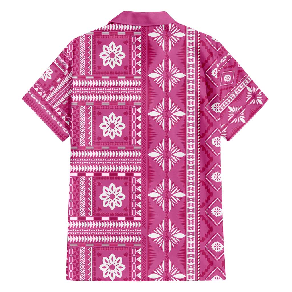 Fiji Masi All Pink Family Matching Tank Maxi Dress and Hawaiian Shirt Tapa Pattern LT01 - Polynesian Pride