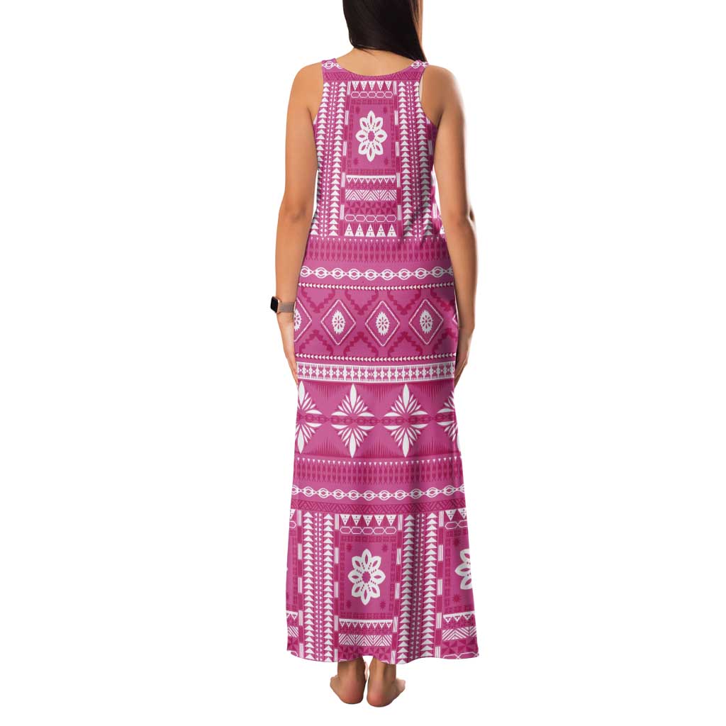 Fiji Masi All Pink Family Matching Tank Maxi Dress and Hawaiian Shirt Tapa Pattern LT01 - Polynesian Pride