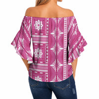 Fiji Masi All Pink Off Shoulder Wrap Waist Top Tapa Pattern LT01 - Polynesian Pride