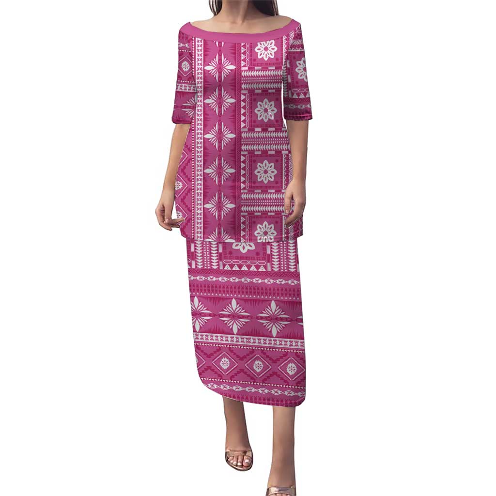 Fiji Masi All Pink Puletasi Tapa Pattern - Polynesian Pride
