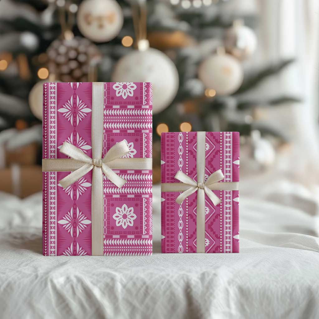 Fiji Masi All Pink Wrapping Paper Tapa Pattern - Polynesian Pride